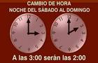 Cambio al horario de invierno la noche del sábado 24 al domingo 25 de octubre. A las 03:00 serán las 02:00.